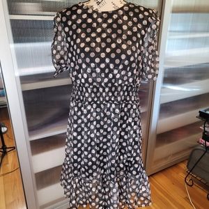 Betsey Johnson Puff Sleeve Black/Pink Dress